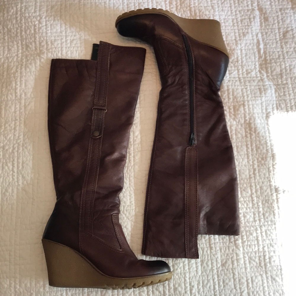 Aldo brown wedge boots